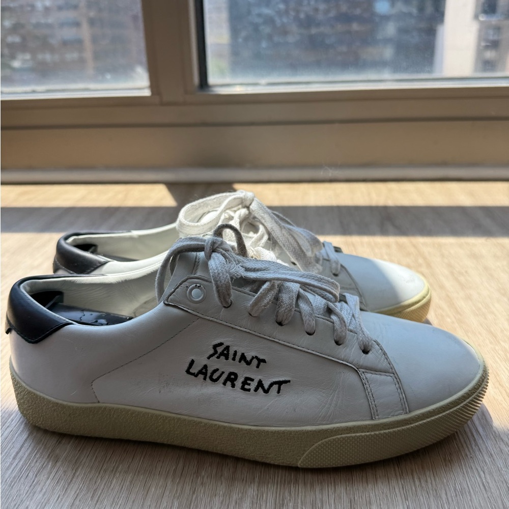 Mens Saint Laurent White Leather Sneakers (Mens size 7)